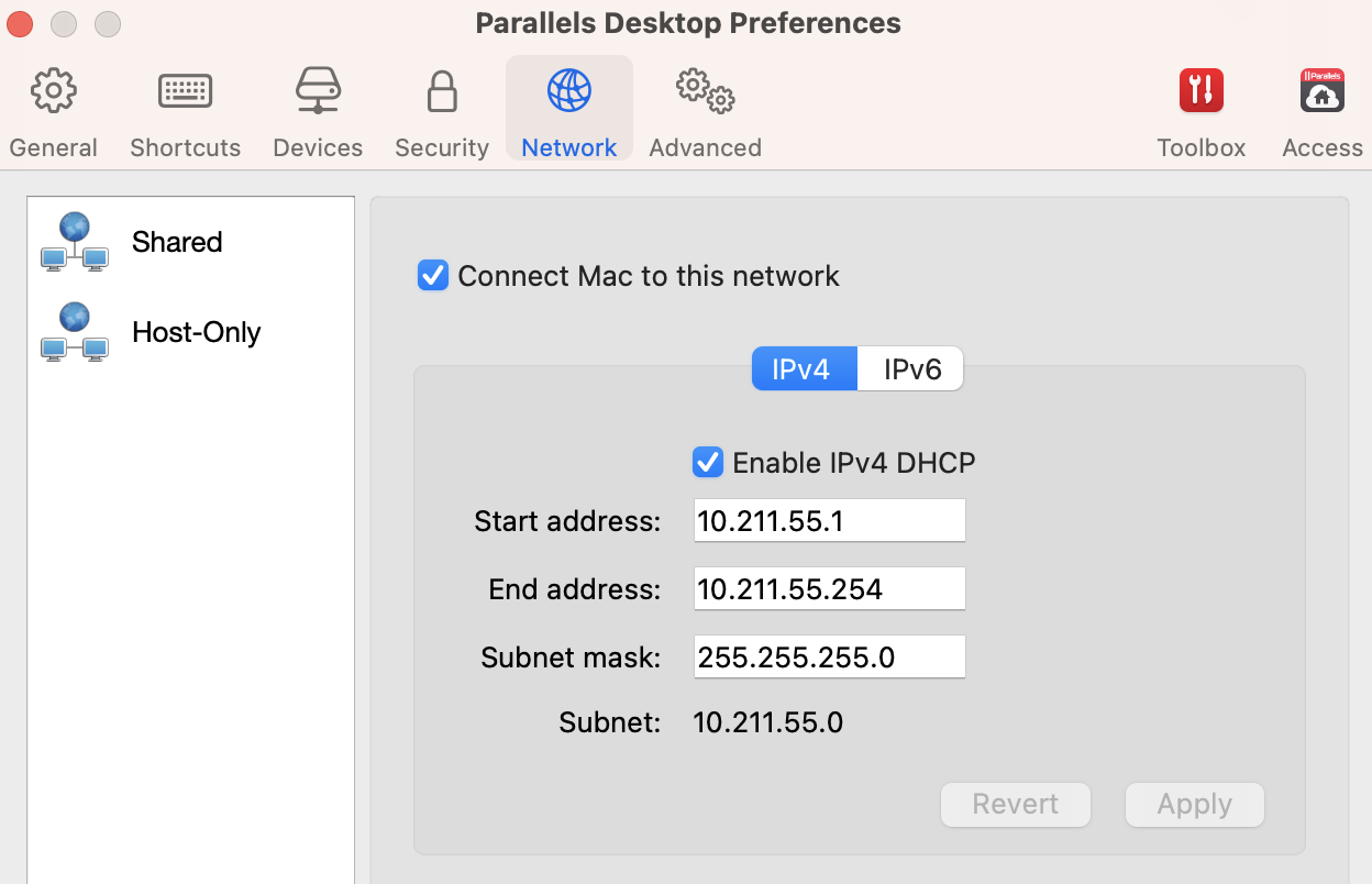 Connect Mac to this network